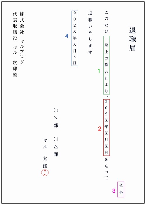 退職届のテンプレート